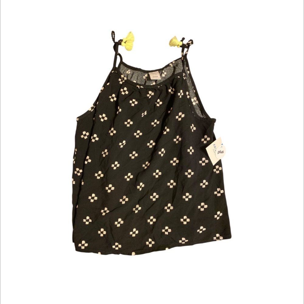 Arizona Jean Co PLUS Size 18.5 GIRLS XL Ikat print tank top with tassels black